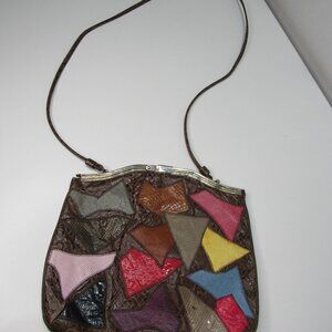 Vintage Original by Caprice Snake Print Patchwork Shoulder Bag USA Made Hippie